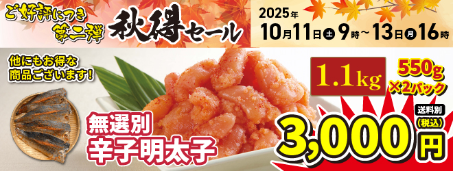 好評につき秋得セール第二弾開催！
