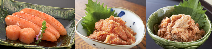 辛子明太子と焼紅鮭明太と焼さば明太のセットトップ