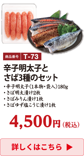 T-73 辛子明太子とさば3種のセット 4500円